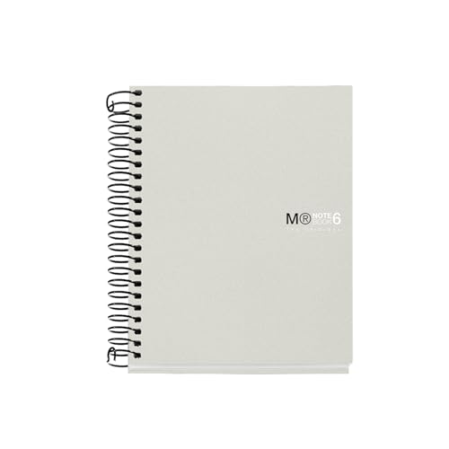 Image of Miquelrius - The Original A6 Notebook, 6 Coloured Stripes, Opaque Polypropylene Cover, Size 105 x 148 mm, No Drilling, 150 Sheets of 70 g /m, 5 mm Square, Grey