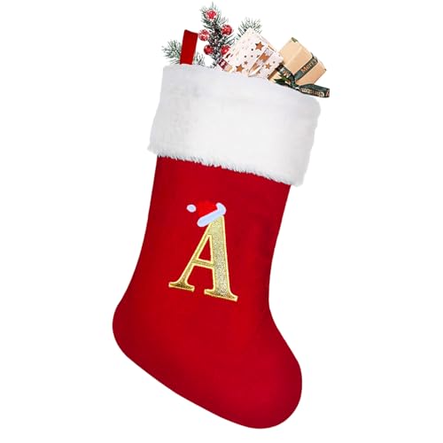 NIBESSER Calcetines Navidad Chimenea con Letra 50 cm Botas de Navidad para Colgar Calcetines Navideños de Terciopelo Papá Noel Christmas Stocking Idea Regalo para Decoración Navideña