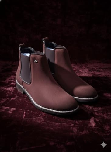Image of Men's Chelsea Boots Suede Finish Slip-On Ankle Boots Elastic Side Panel Casual & Formal Wear