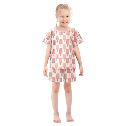 ALAZA Ice Cream Cute Pajamas Set Short Sleeve Cotton Sleepwear Summer Pjs 2 Piece 5-14Y3