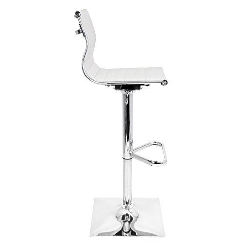Woybr Pu Leather, Chrome Master Barstool, 46" X 15.5" X 18", White #TOP2