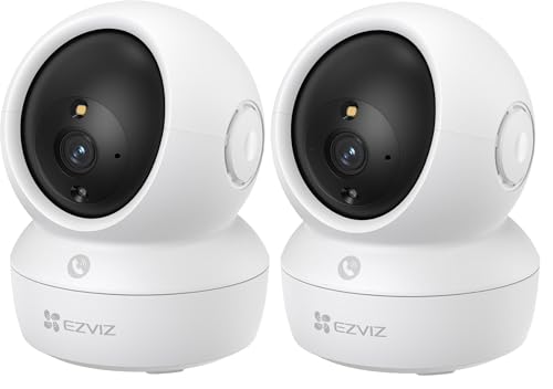3MP H6c Pro Confezione da 2 telecamere di sicurezza Wi-Fi Smart Home White Baby Monitor Telecamera di sorveglianza con rilevamento del movimento Smart Tracking Audio bidirezionale Visione notturna