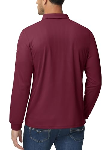 Image of MAGCOMSEN Men's Long Sleeve Golf Polo Shirts Collared Athletic Quick Dry Lightweight Work Shirts
