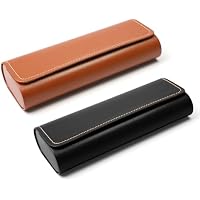 2 Piezas Funda Gafas Rigida de Cuero Metal Cierre Magnético,
