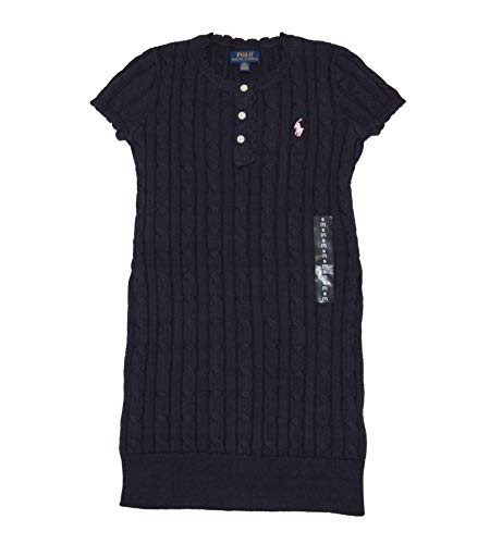 Polo Ralph Lauren Girls Cable Sweater Dress S Small 7 Navy