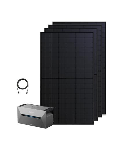 Anker SOLIX Balkonkraftwerk mit Speicher (2000W | 1600Wh), Solarbank 2 E1600 Pro (1600Wh), 4× RS50S Bifaziales Solarpanel (500W), Typ-N Bifaziales Solarpanel, 4 MPPT, 1000W AC, Plug & Play