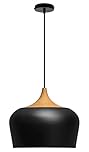1 Light Ceiling Pendant Light Black Lamp Shade Wood Effect Fitting, Modern Kitchen Island Lights H3024
