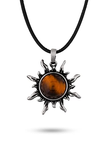 Sacina Gothic Sun Crystal Pendant Necklace, Gothic Boho Necklace, Christmas