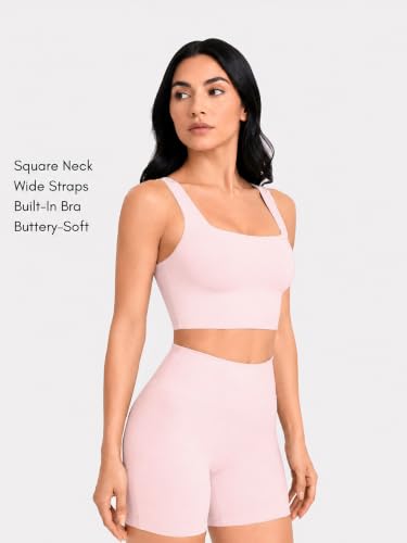 Image of Sunzel Square Neck Longline Sports Bra, Built-in Bra Crop Tank Top
