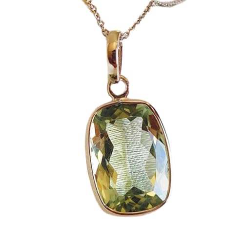 Pendentif en améthyste verte véritable facettée et argent sterling 925 prestige