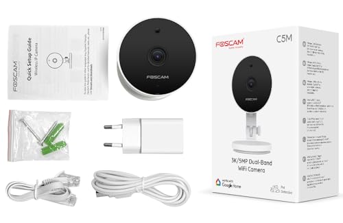 FOSCAM - C2M, Cámara de Seguridad IP WiFi 2MP, detección Humana, Audio bidireccional, visión Nocturna, Compatible con Alexa, (P2P, 1080p, ONVIF) (Blanco)