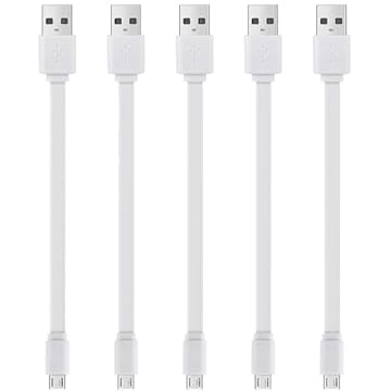Cabo micro USB para Android antigo plano curto de 30,5 cm, pacote com 5, carregando celular, tablet, controlador PS4 e Samsung mais antigo