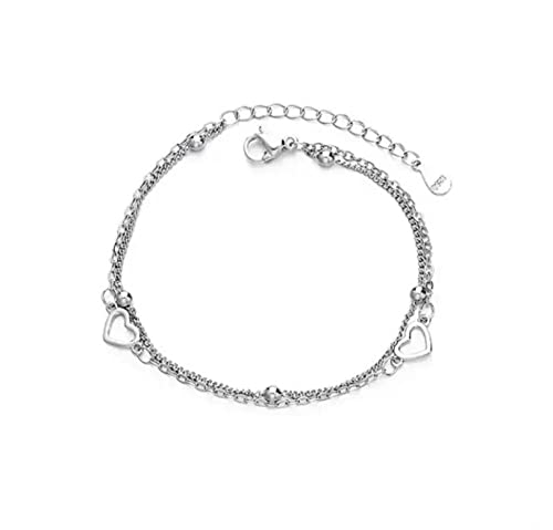Pulsera ajustable de doble corazón calado TXQHDHX para mujer