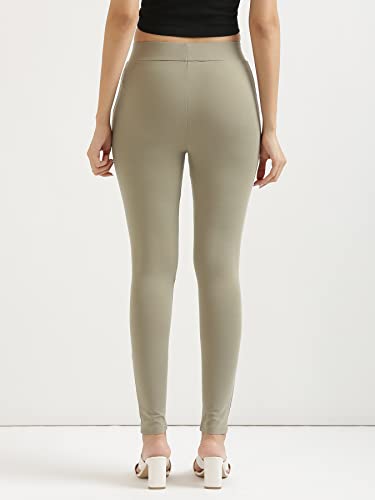 Image of SAADAA Women's Regular Fit High Rise 4-Way Stretchable Pants Yoga, Formal, and Regular Skinny High Waist Leggings 2 Deep Pockets Elastic Waistband Durable Interlock Stitching