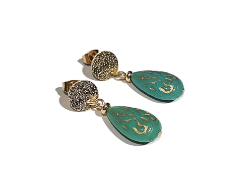 Boucles d'oreilles acier inox gouttes perles anti-allergie arabesques
