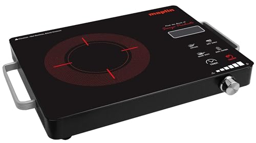 Image of Infra-Red Ray Cooktop Model Surya-IN Glass Plate Size: 36 X 28 cm with Touch Sensor with Grill in Black