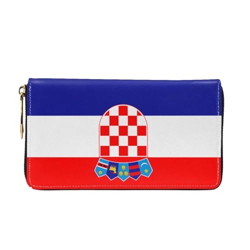 Leather Women Wallets, Long Credit Card Holder, Republic of Croatia flag Print Billfold Clutch & Travel Purse Large Capacity2