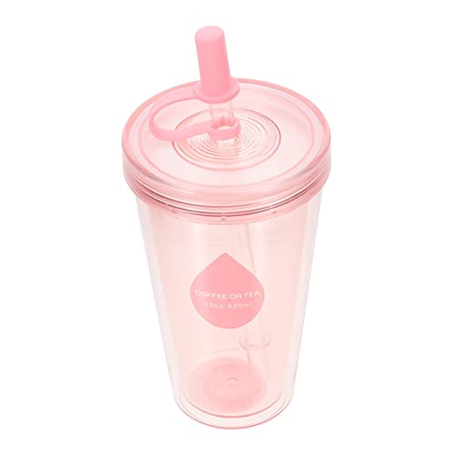 DECORNIJIA 防?吸管付きプラスチック水容器 蓋なし 軽量 携帯便利 おしゃれなアウトドア用ミルクティーカップ 再利用可能