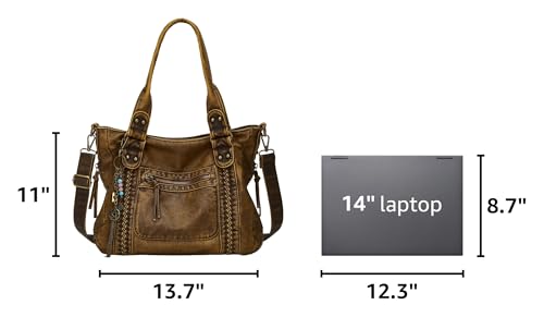 Image of Worldlyda Crossbody Bags for Women Large Tote Soft Leather Purses Washed Y2K Hobo Vintage Handbag Shoulder City Bag