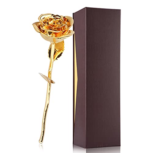 Gsycle Gold Rose, un unico gambo lungo per sempre rose infinito rosa eterna rosa per anniversario di compleanno della festa della mamma (tutto oro)
