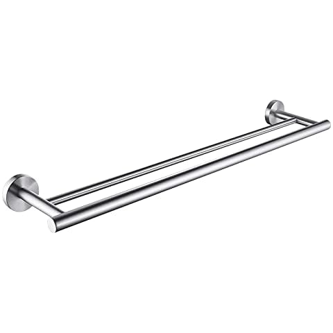 HXcomet Double Towel Rack Bathroom Towel Rack 58cm (22.8'') Bathroom Towel Rack Wall Mount Brushed Finish (Silver-58CM) Cover