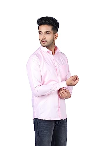 Image of HARPITA Men's Solid Regular Fit Cotton Casual Shirt with Spread Collar & Full Sleeves