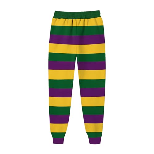 Elastic Waist Pants for Men Color Block Mardi Gras Print Exercise Pants Comfy Relaxed Fit Joggers Sweatpants4