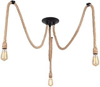 MAXDUYU DIY Hemp Rope Retro Industrial Chandelier,3 Lights Pendant Light Fitting,Retro Ceiling Light E27 Lamp Holder/Living Dining Room Restaurant Pendant Lights/Ceiling Hanging Light Fixture