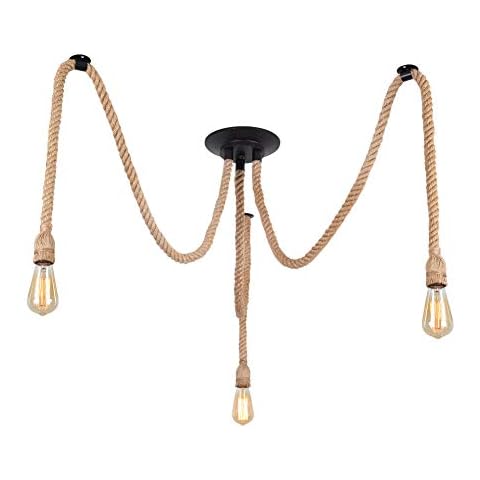 MAXDUYU Retro Industrial Hemp Rope Chandelier Cover