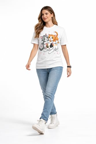 Image of Women Graphic Printed T-Shirt | Stylish Casual Half Sleeve Round Neck Cotton Tee | Trendy Printed Top for Girls & Women