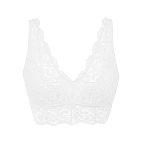 Women's Sexy V Neck Lace Bra Wireless Push Up Comfort Soft Lingerie Daily - image 4