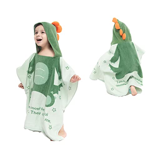 Badetuch Kapuzenhandtuch 100% Baumwolle Badeponcho Bademäntel Kinder Baby Towel, aus Krokodil Dino Motiv, weiches und super saugfähiges, 0-6 Jahre, Vivi Idee (Grün, Dinosaurier) Cover