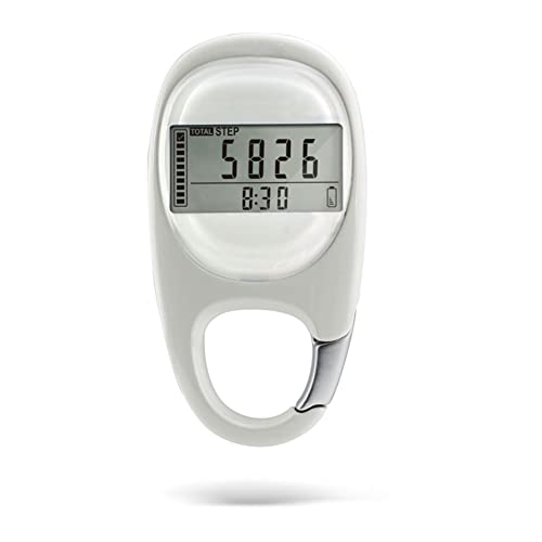 ThreeH Podometro Digital Contador Pasos con Clip Memoria 7 Dias Distancia Millas/km Ejercicio Fitness Actividad Calorie para Ancianos Adolescentes Adultos Blanco