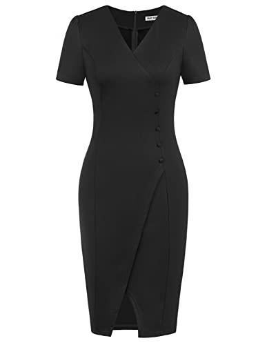 GRACE KARIN Damen Sommerkleid Knielang Kurzarm Elegant Hüftkleider...