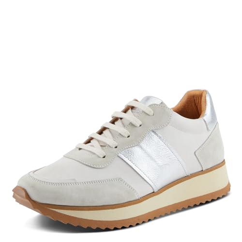 Spring Step Women's Compter Sneakers with Leather and Suede Mix, Cushioning, and Removable Insoles