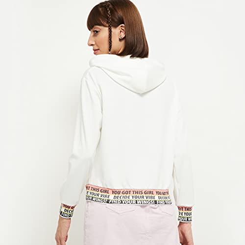 Image of Max Women Polyester Graphic Printed Hooded Sweatshirt
