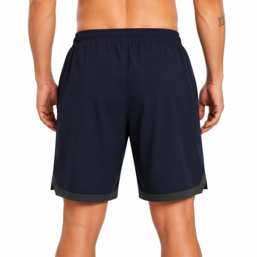 Image of NINQ Men's Sports Shorts Pack of 2 | Casual Gym Shorts with Side Zipper Pockets, Elastic Waist & Quick-Dry Comfort for Running & Workout