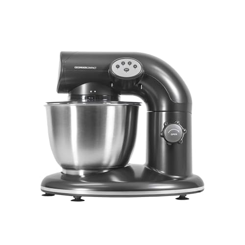Cecotec Batidora Amasadora Cecomixer Compact. 1000 W, Sistema Avanzado de engranajes y Movimiento planetario, Bol de acero de 5,6l, 6 Funciones, 4 niveles de Velocidad, Tapa transparente