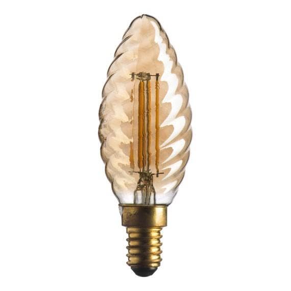 SHOT Ampoule E14 LED Flamme Torsadée 4.5W 2500K Verre Ambré – 420 lm Style Vintage