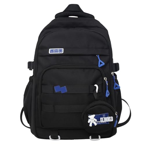 Linda mochila escolar para meninas adolescentes, mochila para escola, estética universitária, para crianças, estudantes, laptop grande, Preto, Moderno, minimalista