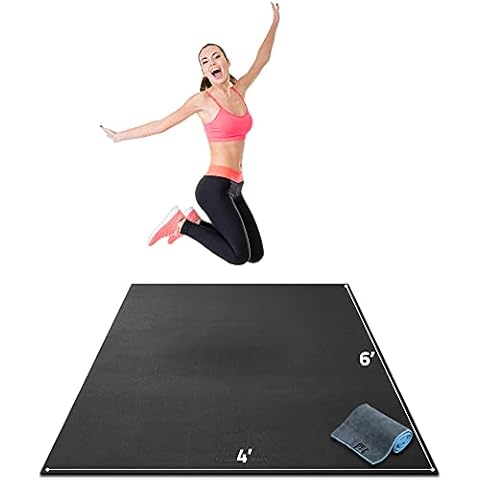 Gorilla Mats Premium Large Exercise Mat – 6' x 4' x 1/4" Ultra Durable, Non-Slip, Workout Mat for Instant Home Gym Flooring – Works Great on Any Floor Type or Carpet – Use With or Without Shoes Cover