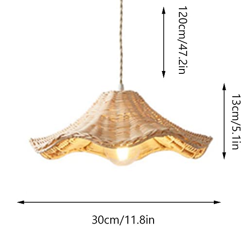 Chungyang Japanese Style E26 Screw Pendant Light Rattan Art Weaving Pendant Lamp Warm Romantic Chandelier Creative Flower Shape Hanging Lighting Fixture For Kitchen Island, Bedroom, Restaurant, Cafe, #TOP4