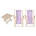 Zerodeko 3 Pcs Dollhouse Beach Chair Models, Miniature Foldable Beach Chairs Mini Lounge Chair Dollhouse Decoration Sunbath Chair Table Ornament ( Purple )