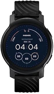 Motorola Moto Watch 100 – 42 mm Smartwatch, bis zu 14 Tage Akkulaufzeit, 24/7 Pulsmessung, SpO2, wasserabweisend mit 5 ATM, kompatibel mit iOS Android - Phantomschwarz