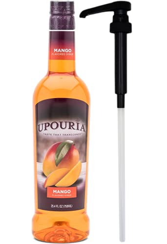 Upouria Mango Flavored Syrup, 100% Vegan And Gluten-Free, 750 Ml Bottle - Coffee Syrup Pump Included #TOP16