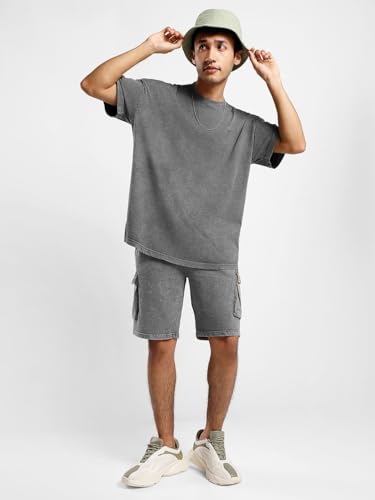Image of Nobero Oversized Co-ord Set for Men |Cargo Shorts Co ord Set for men | Oversized Fit | Cargo Pockets | Matching Top & Shorts | Casual & Streetwear