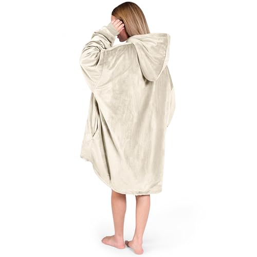 Image of Bare Home Wearable Blanket Hoodie - Soft Plush Sherpa - Warm and Cozy - Oversized Wearable Blanket