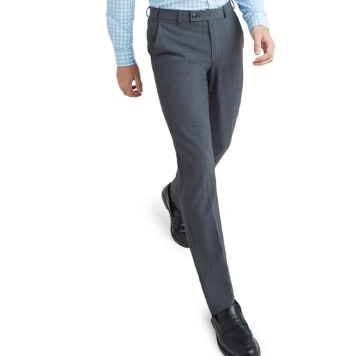 Image of Park Avenue Men's Regular Fit Mid Rise Solid Pattern Poly Viscose Blend Flat Front Formal Trouser