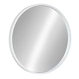 Kate and Laurel Travis Round Wood Wall Mirror, 21.6' Diameter, White, Modern Wall Décor Accent