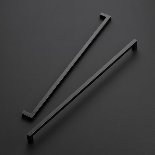 Image of Ravinte 5 Pack Kitchen Matte Black Cabinet Handles 18 Inch Hole Center Stainless Steel Square Cabinet Pulls for Dresser Drawer Cupboard Handles with Screwdriver